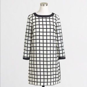 J Crew Windowpane Black White Shift Dress